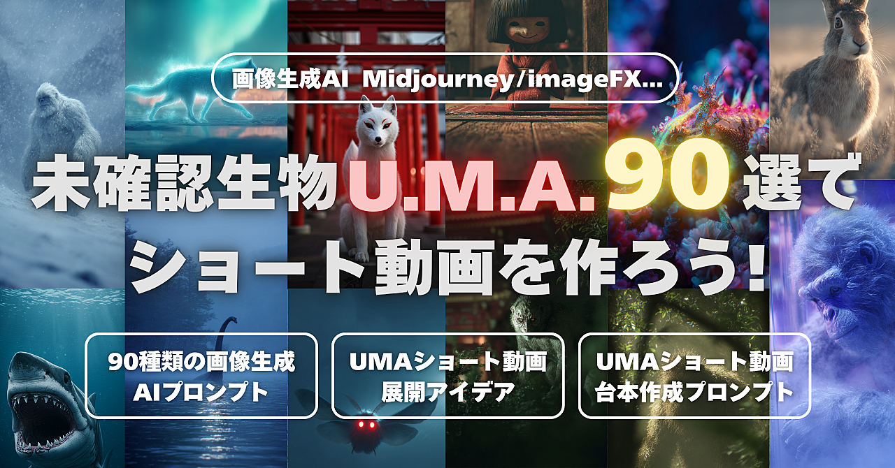 【画像生成AI – Midjourney/imageFX…】未確認生物U.M.A.90選でショート動画を作ろう！